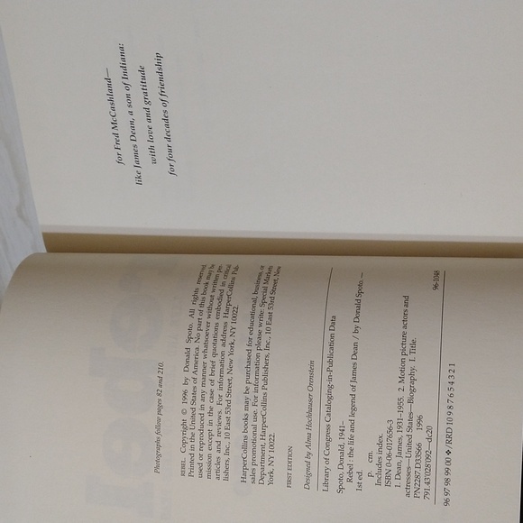 Vintage 1996 Rebel: the Life and Legend of James Dean Book - Picture 4 of 5